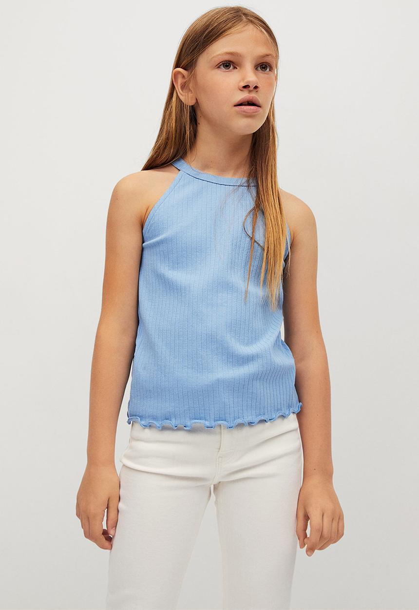 MANGO - T-shirt lane - medium blue
