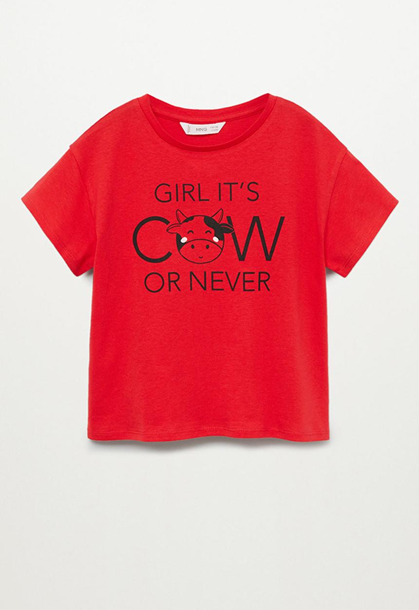 MANGO - Organic printed t-shirt - red