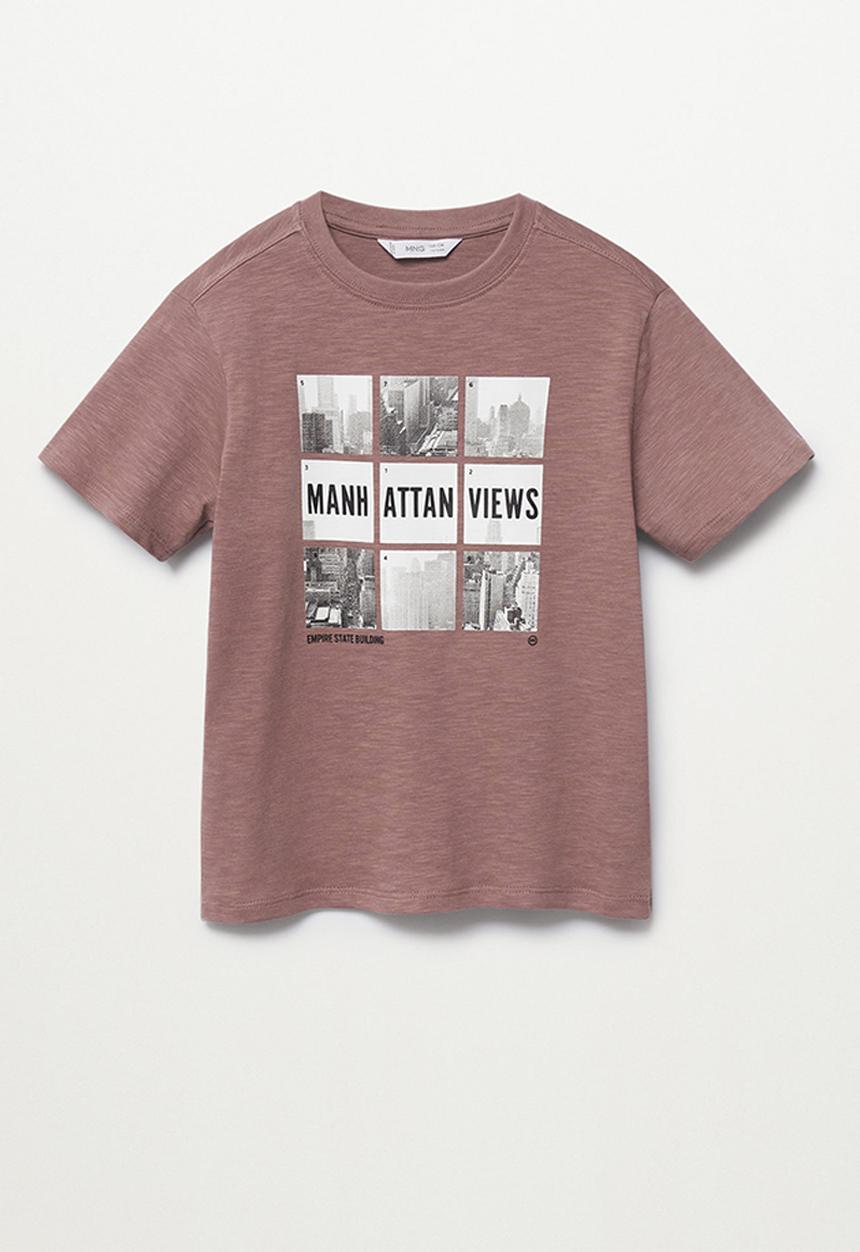 MANGO - T-shirt empire - burgundy 