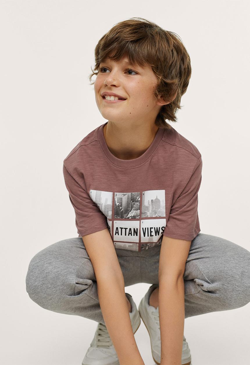 MANGO - T-shirt empire - burgundy 