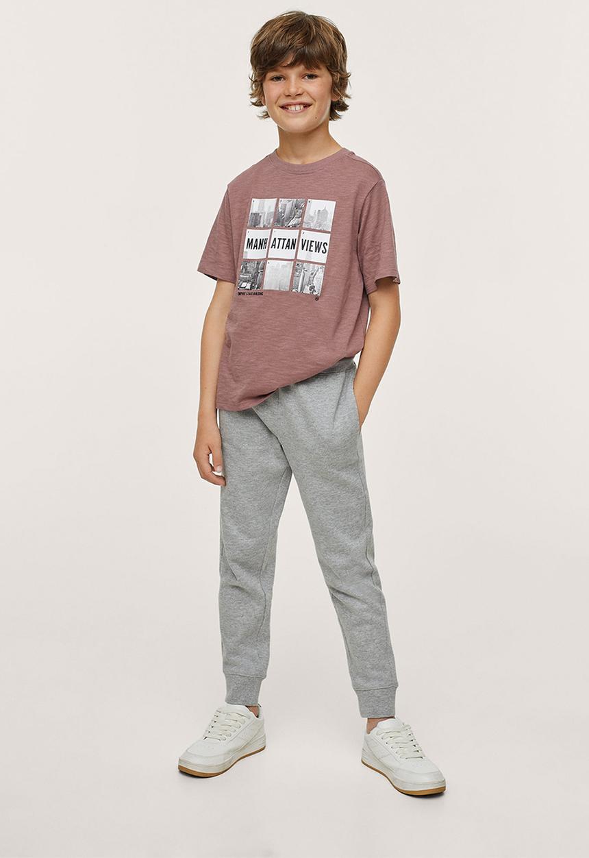 MANGO - T-shirt empire - burgundy 