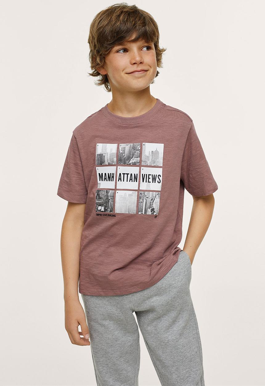MANGO - T-shirt empire - burgundy 