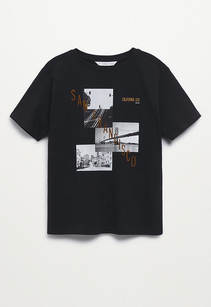 MANGO - T-shirt scene - black
