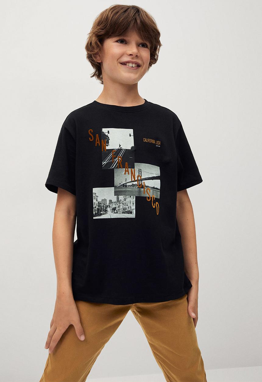 MANGO - T-shirt scene - black