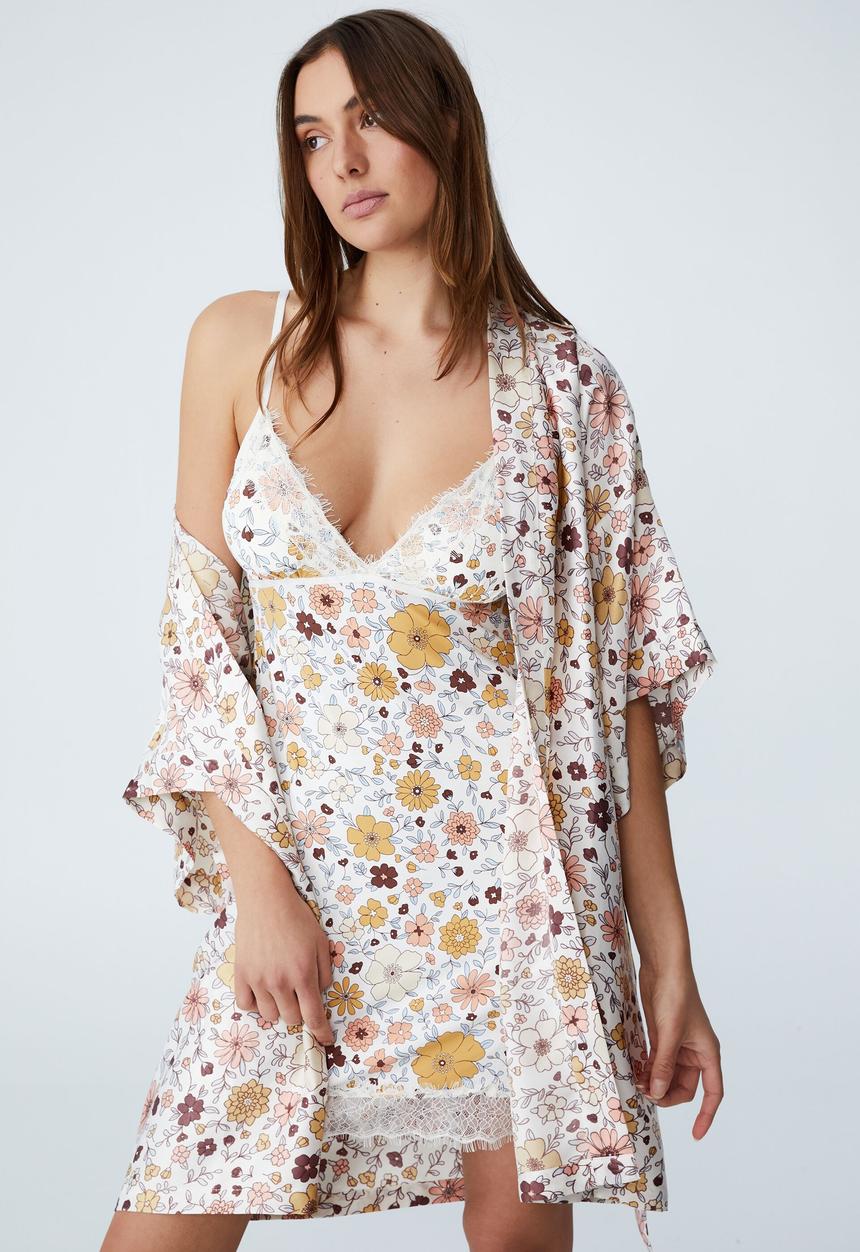 Cotton On - Satin robe - classic 70 s floral