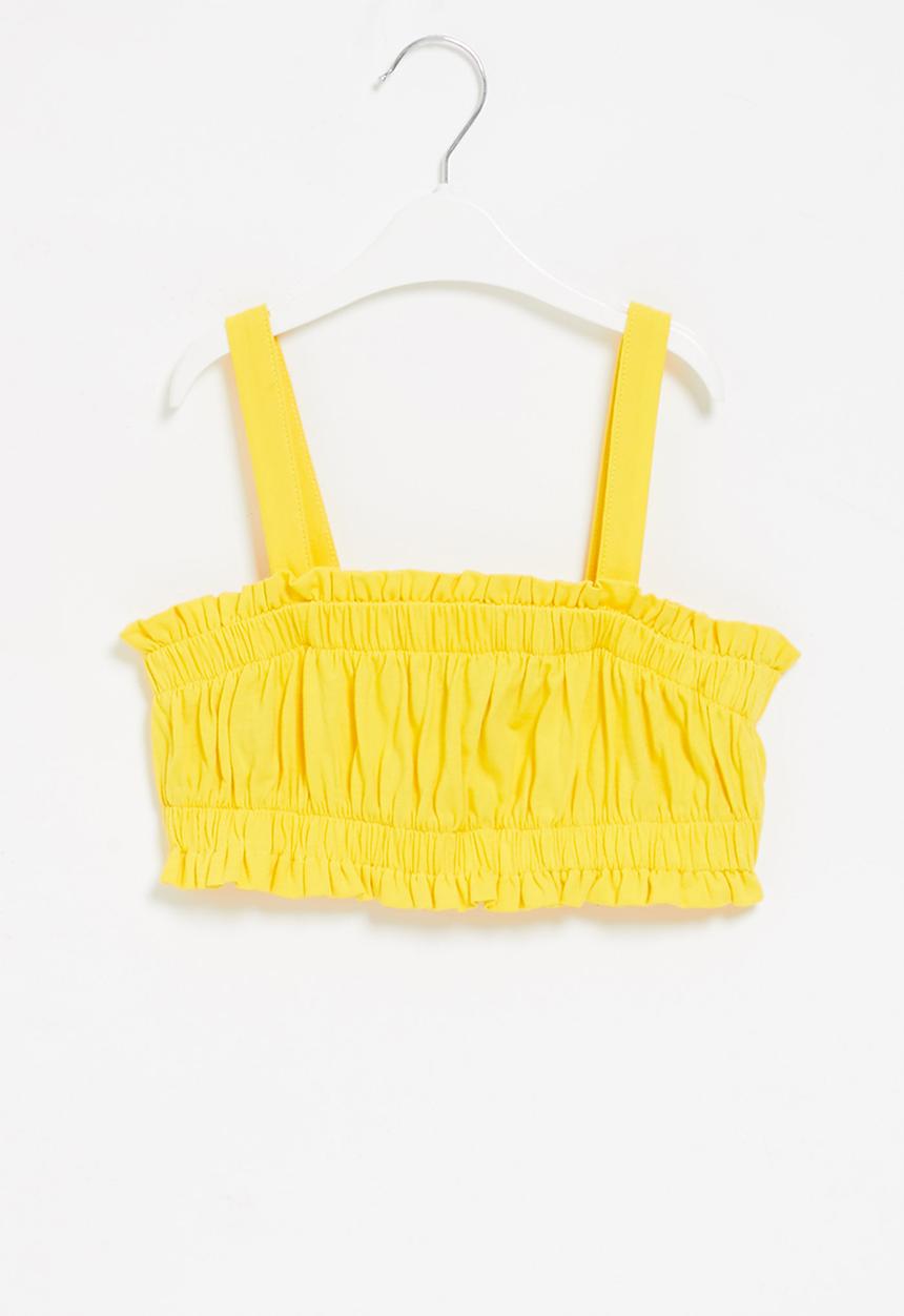 Rebel Republic - Girls elasticated crop top - yellow