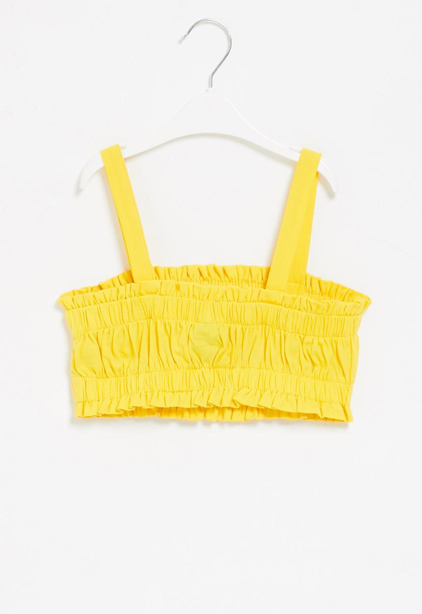 Rebel Republic - Girls elasticated crop top - yellow