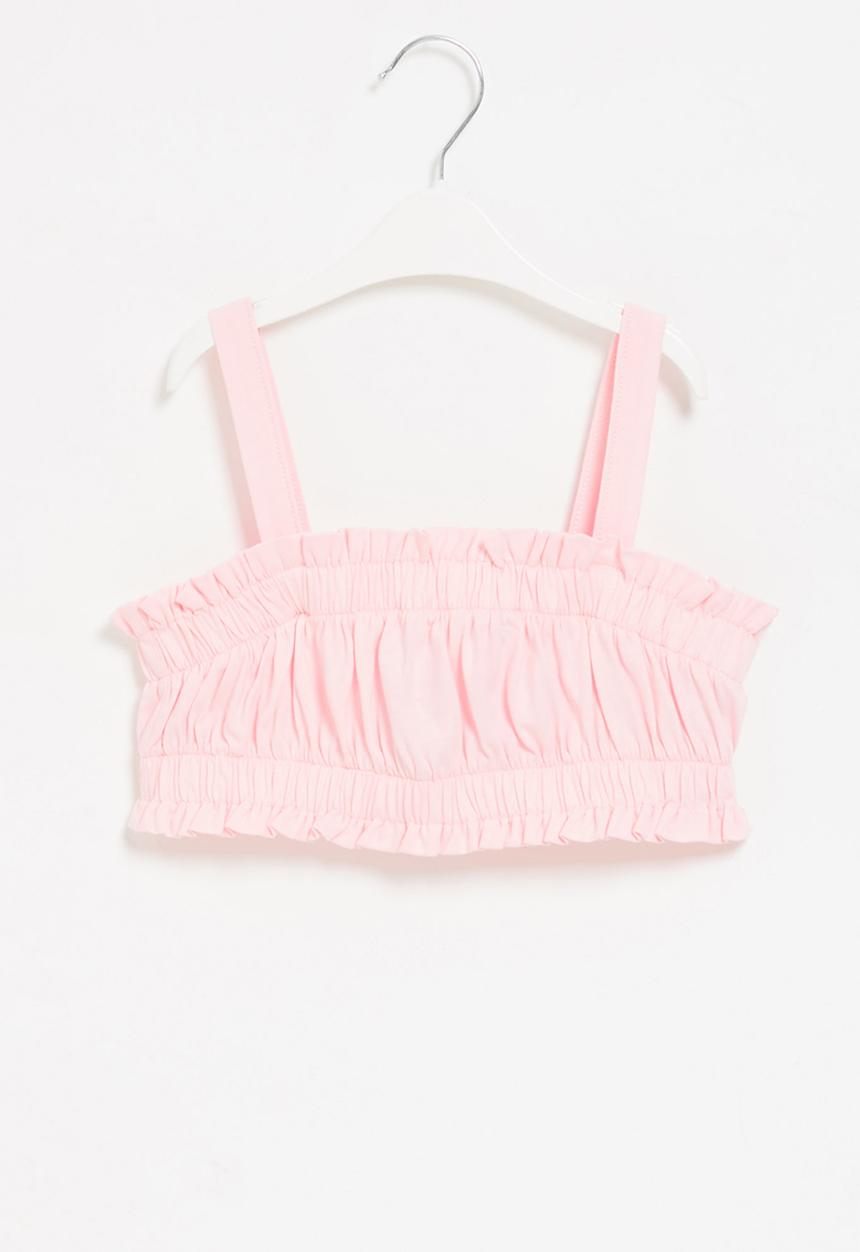 Rebel Republic - Girls elasticated crop top - light pink