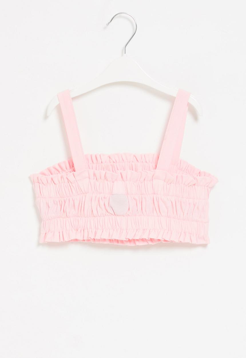 Rebel Republic - Girls elasticated crop top - light pink