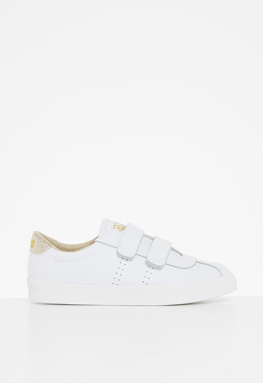 SUPERGA - 2843 velcro club s leather glitter - white