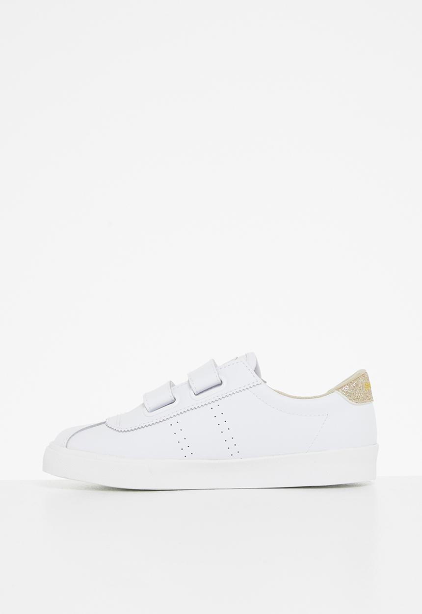 SUPERGA - 2843 velcro club s leather glitter - white