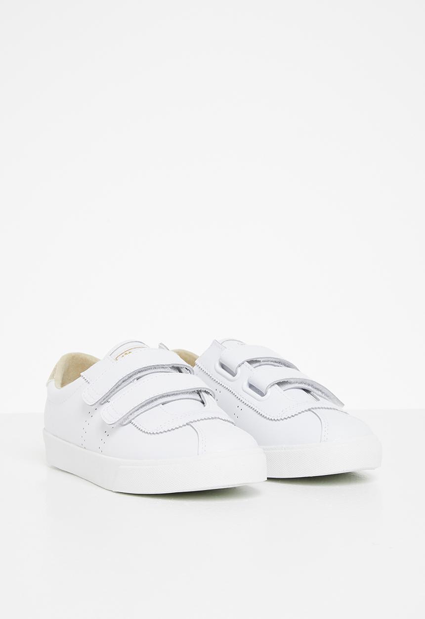 SUPERGA - 2843 velcro club s leather glitter - white