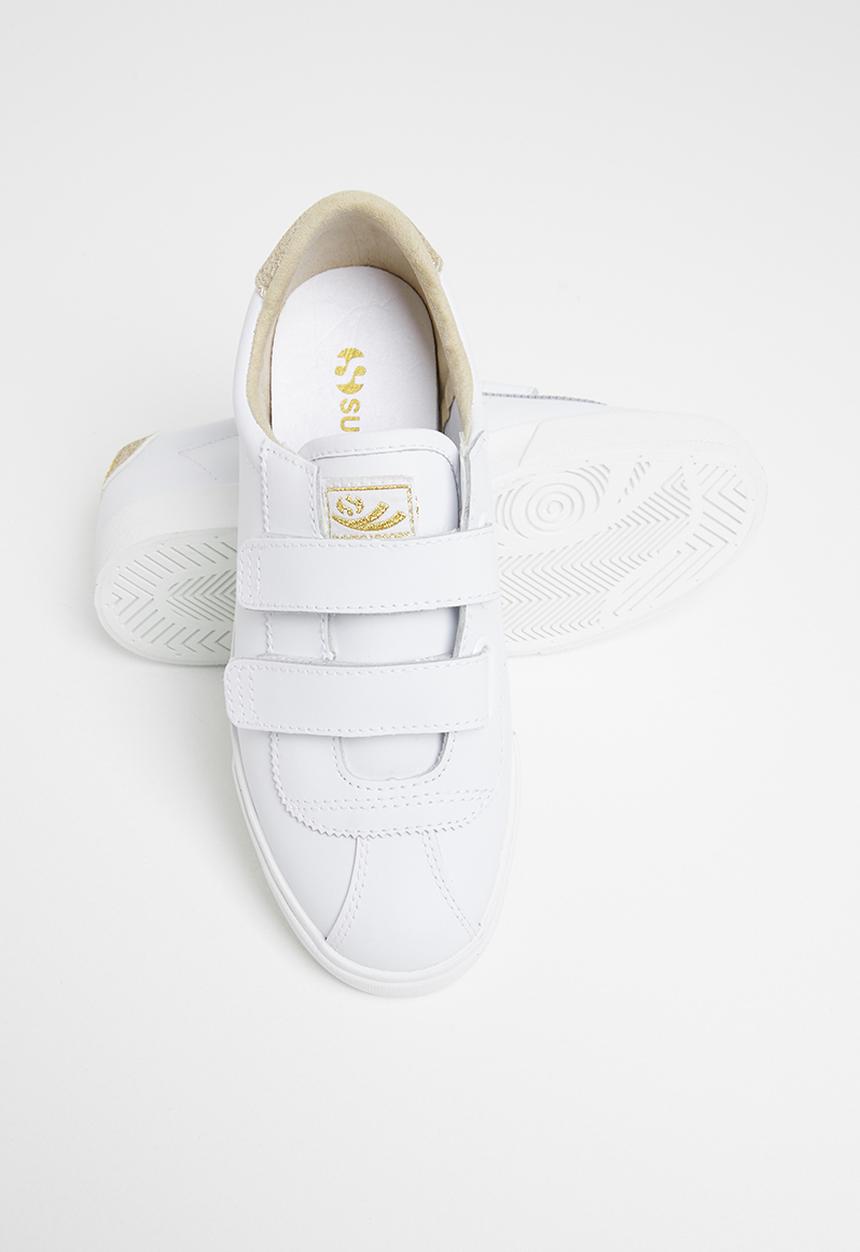 SUPERGA - 2843 velcro club s leather glitter - white