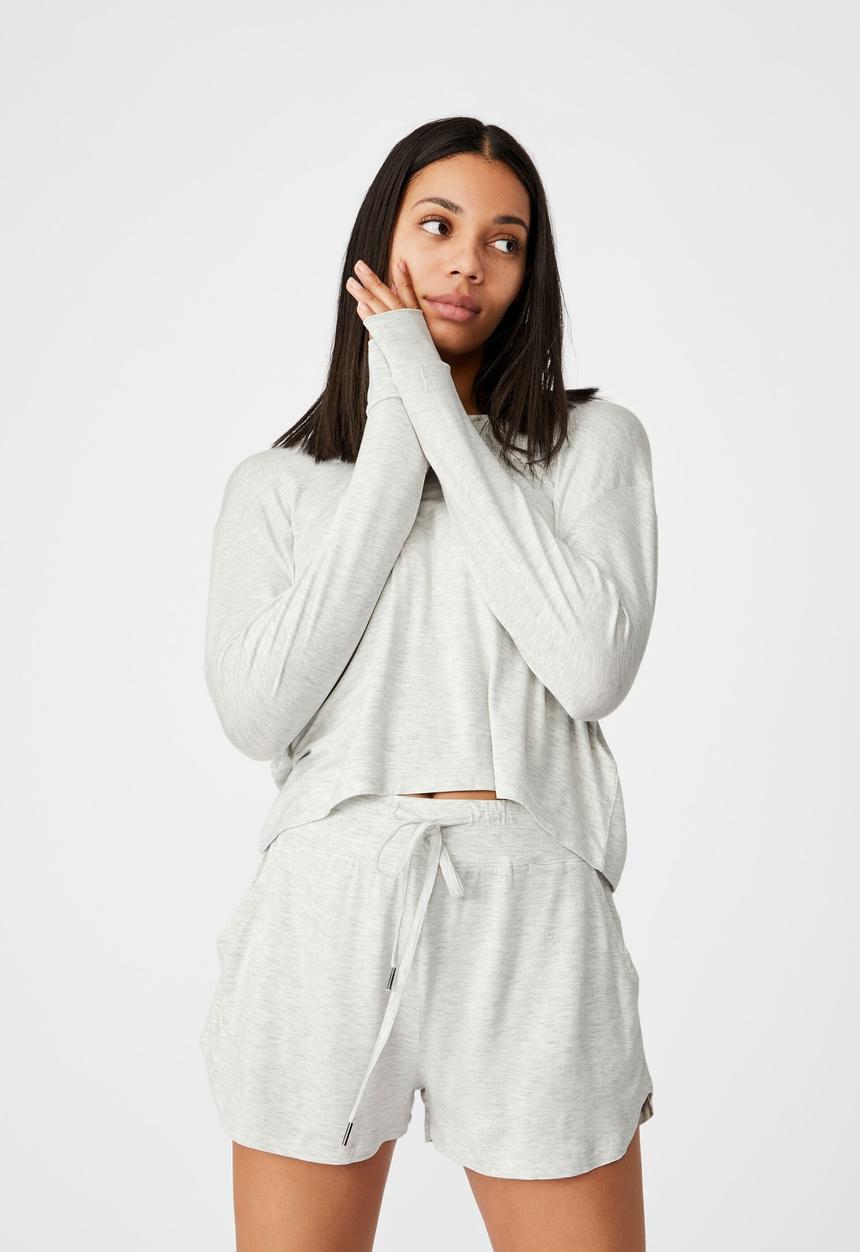 Cotton On - Sleep recovery pocket short - soft grey marle