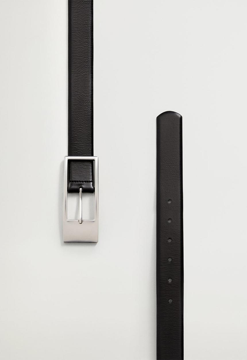 MANGO - Metal buckle belt - black