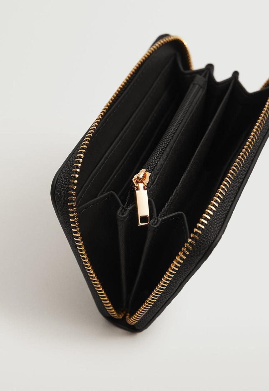 MANGO - Croc-effect wallet - black