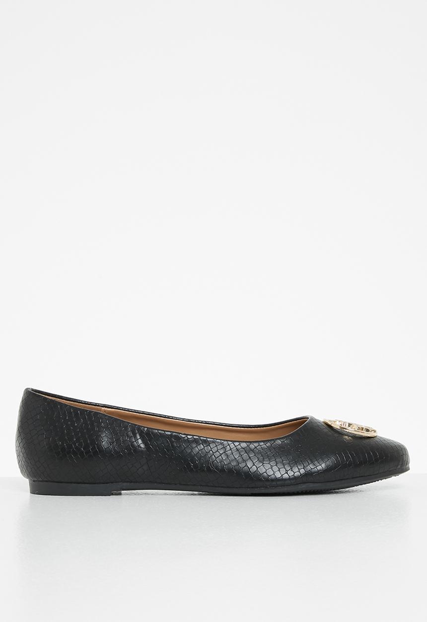 POLO - Bella faux snake metal pony pump - black
