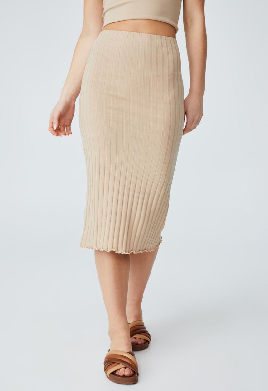 Cotton On - Kym midi skirt - linen taupe