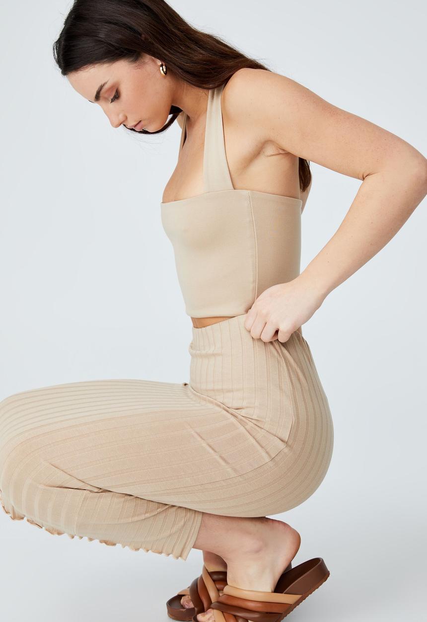 Cotton On - Kym midi skirt - linen taupe