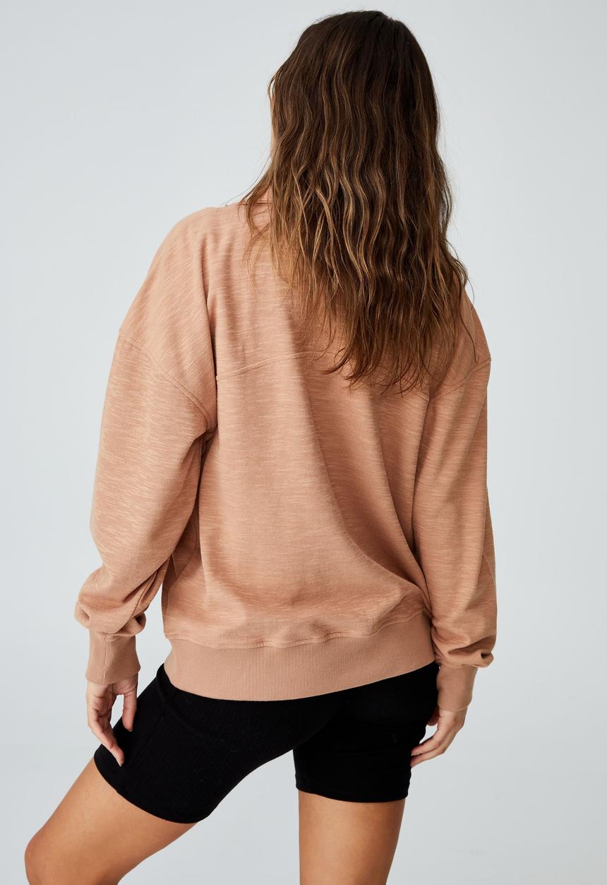 Cotton On - Summer collared 1/4 zip pullover - soft camel