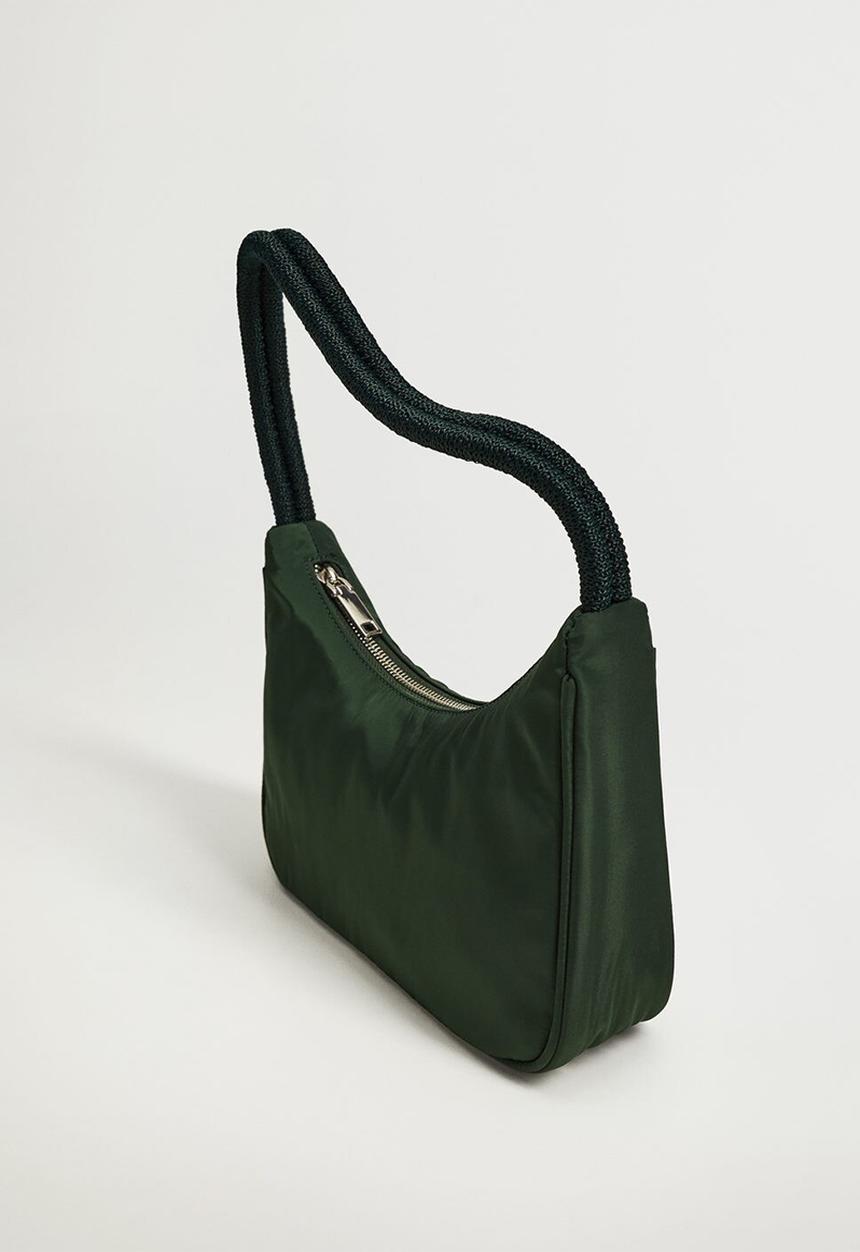 MANGO - Twisted strap baguette bag - green