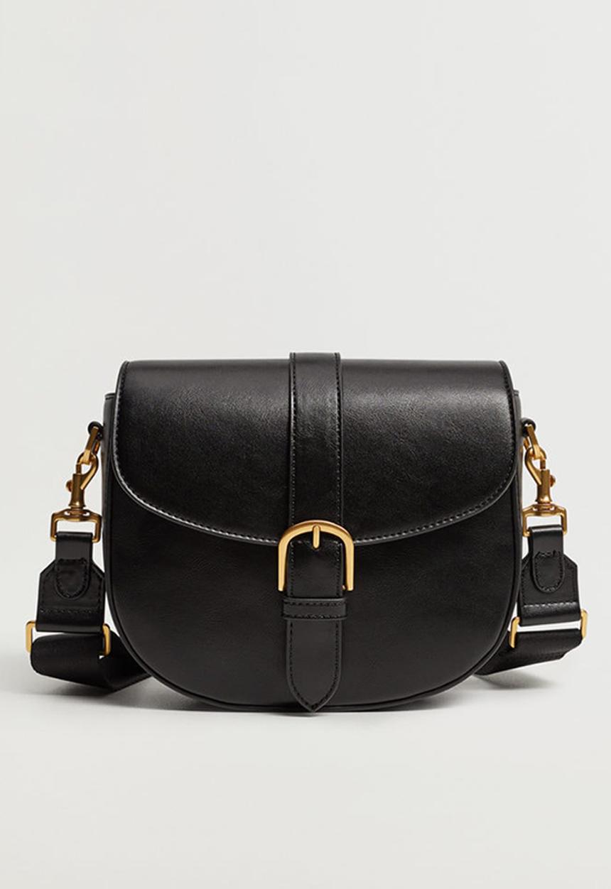 MANGO - Buckled flap bag - black