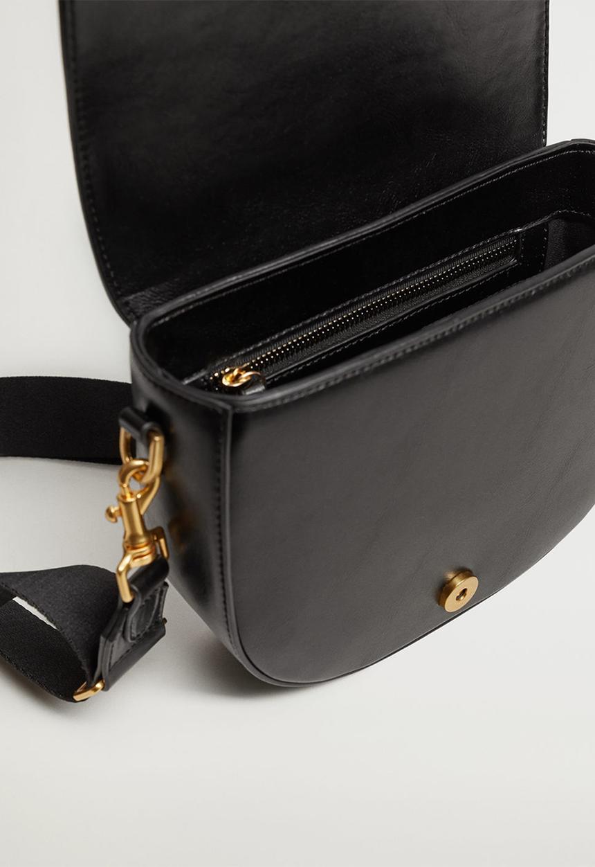 MANGO - Buckled flap bag - black