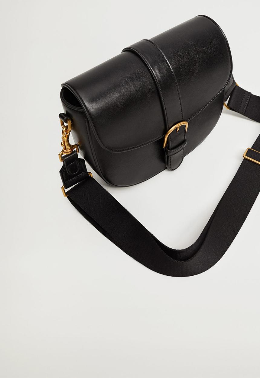 MANGO - Buckled flap bag - black