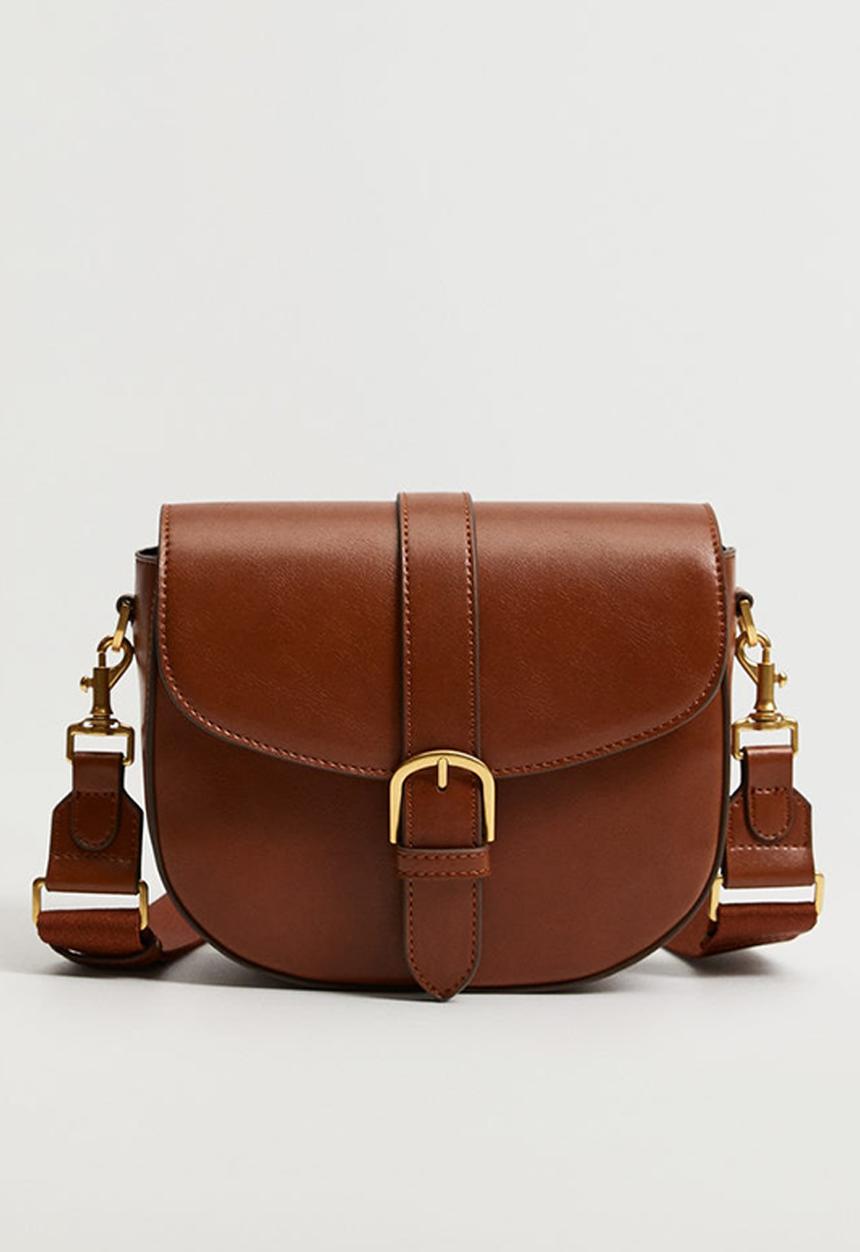 MANGO - Buckled flap bag - brown