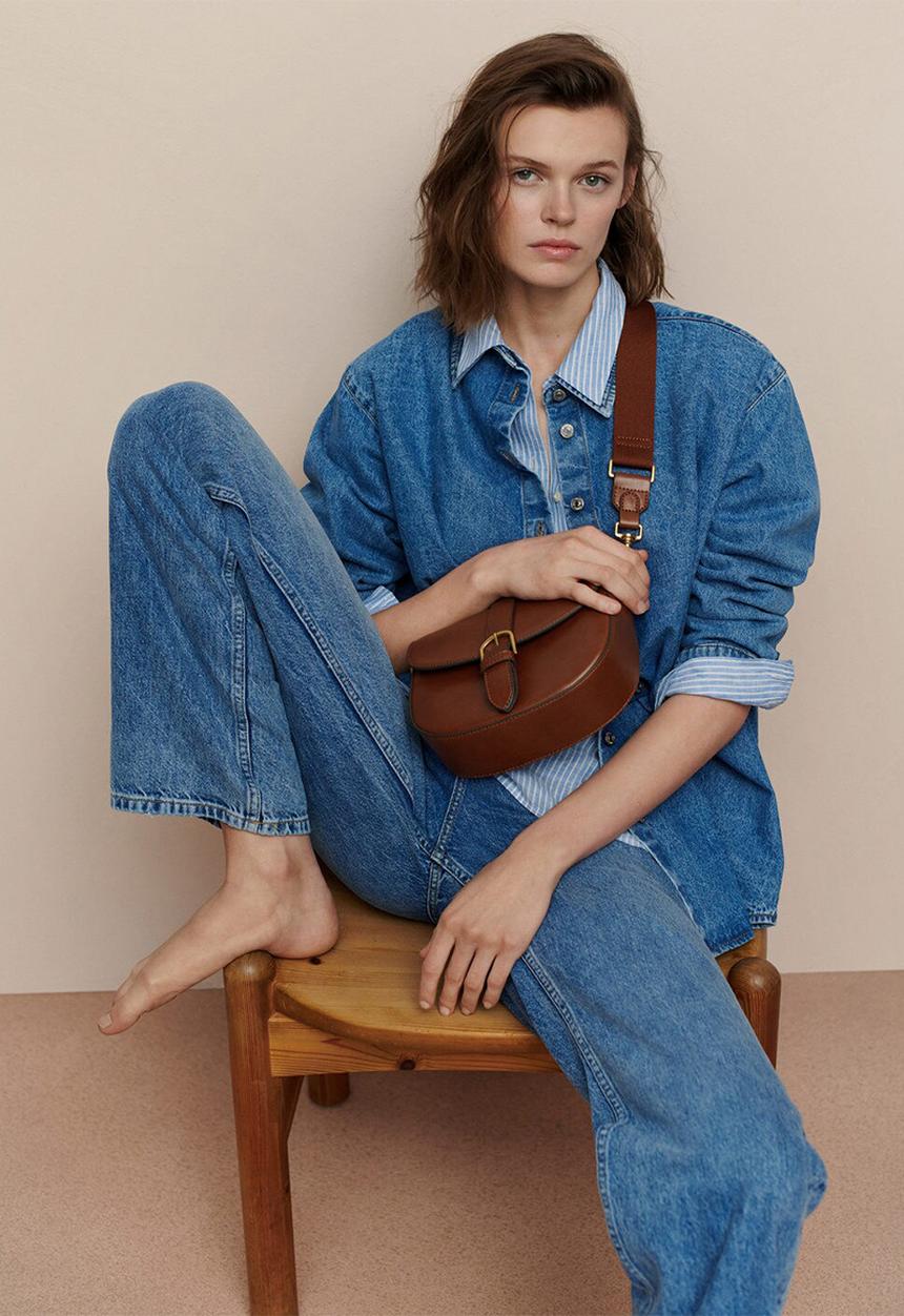 MANGO - Buckled flap bag - brown