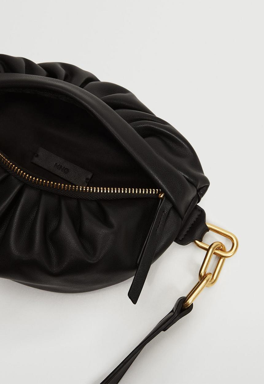 MANGO - Ruched detail waist bag - black