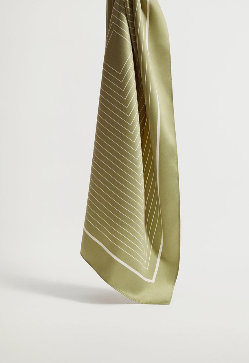 MANGO - Striped printed scarf - olive green