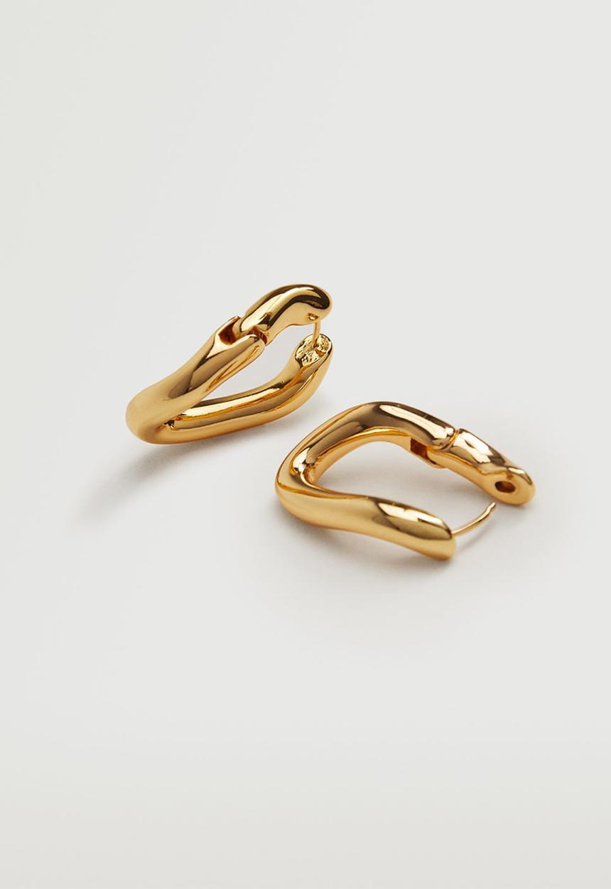 MANGO - Twisted hoop earrings - gold