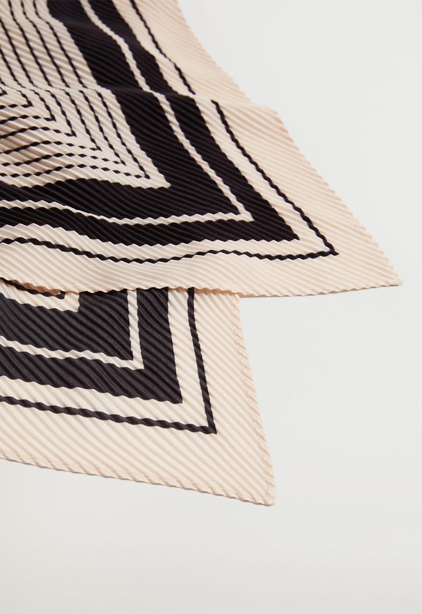 MANGO - Striped printed scarf - black