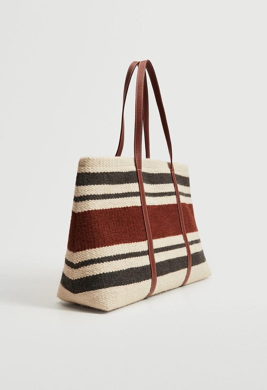 MANGO - Textured shopper bag - beige