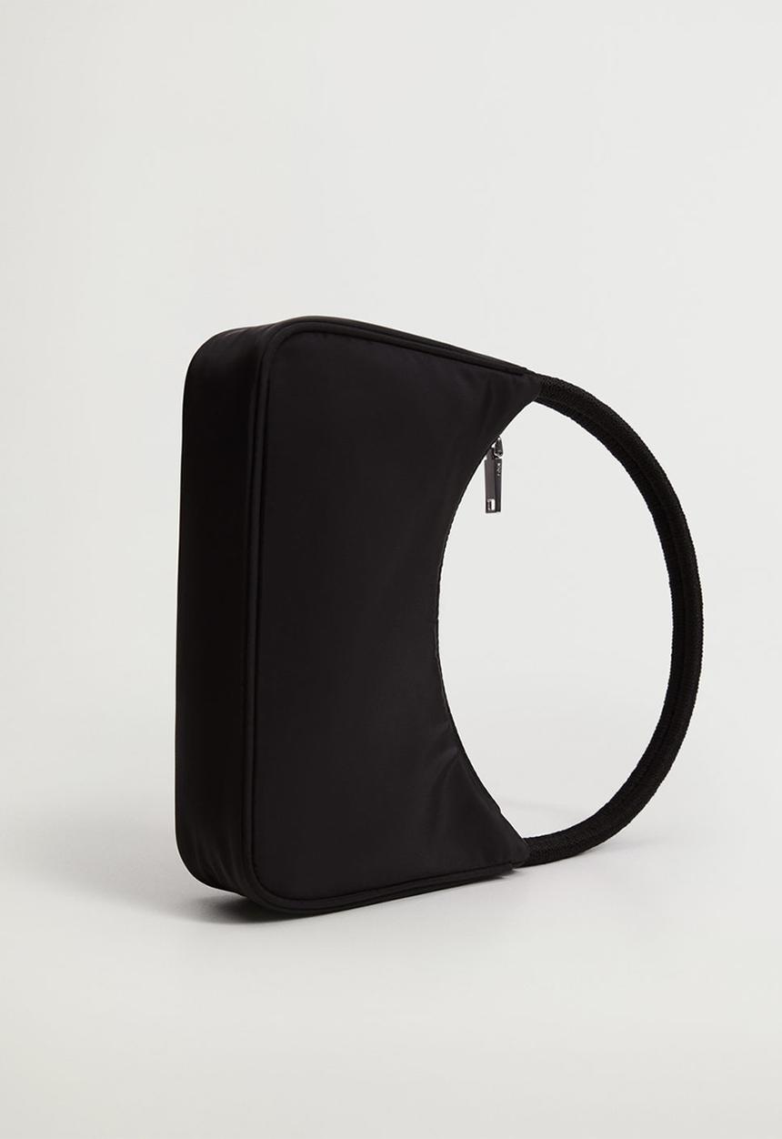 MANGO - Twisted strap baguette bag - black