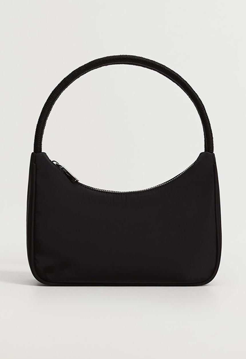 MANGO - Twisted strap baguette bag - black