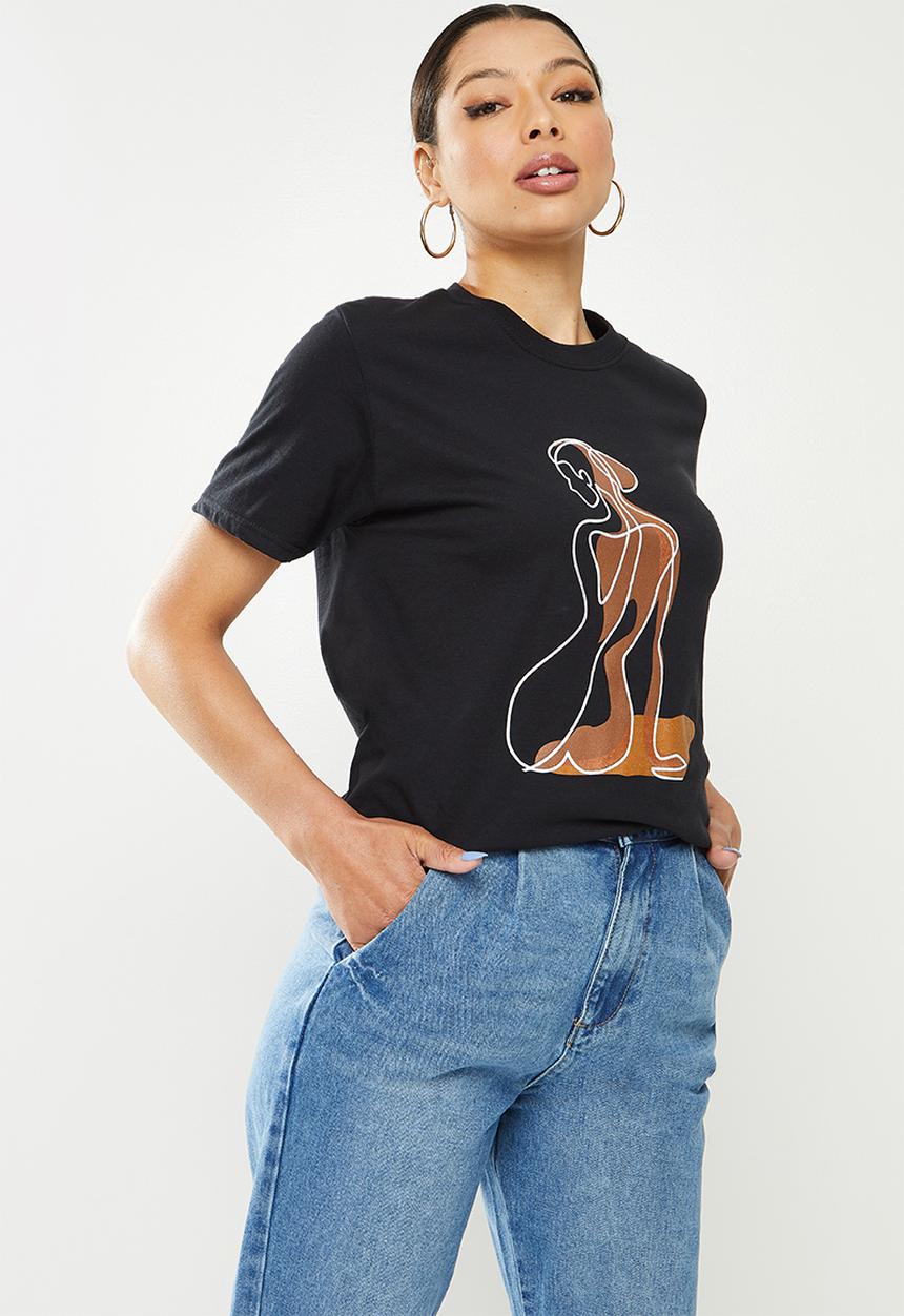 Missguided - Woman outline oversized t-shirt - black