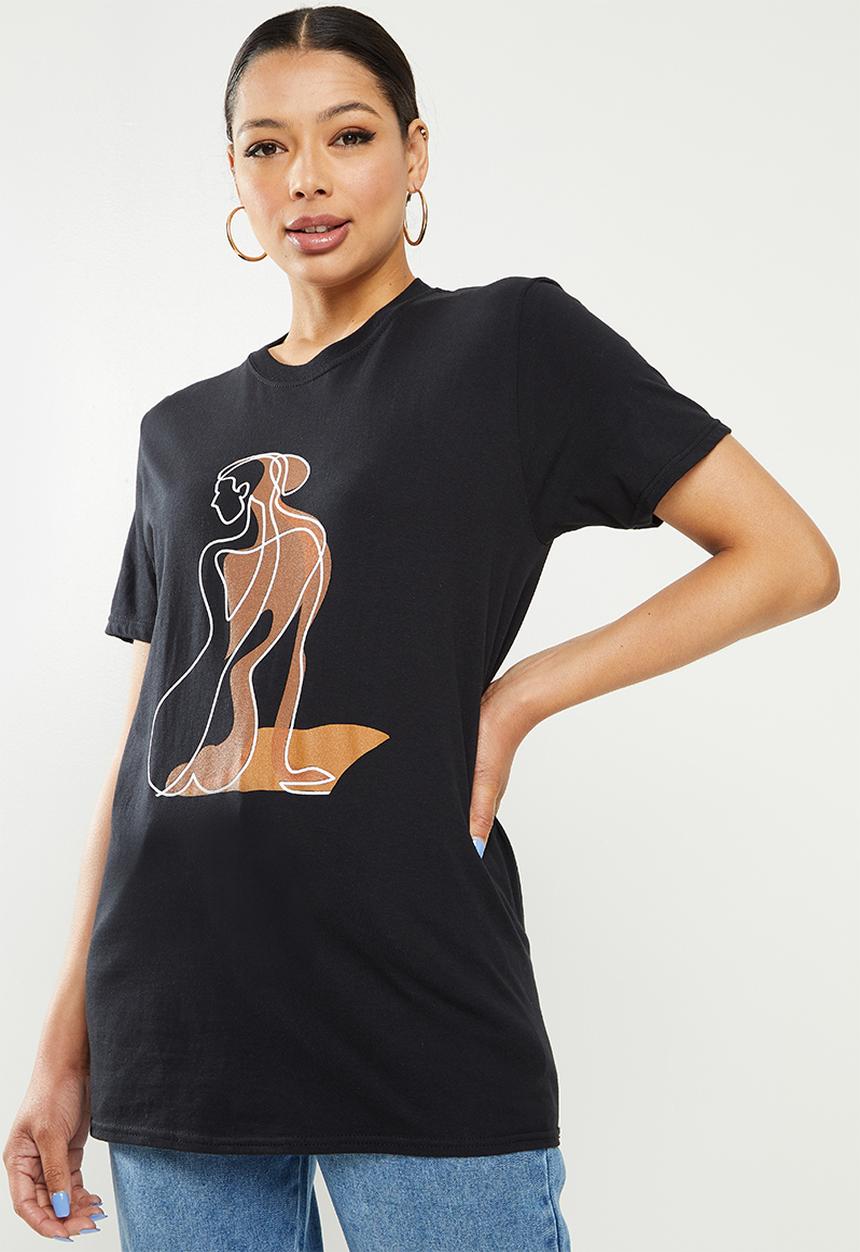 Missguided - Woman outline oversized t-shirt - black