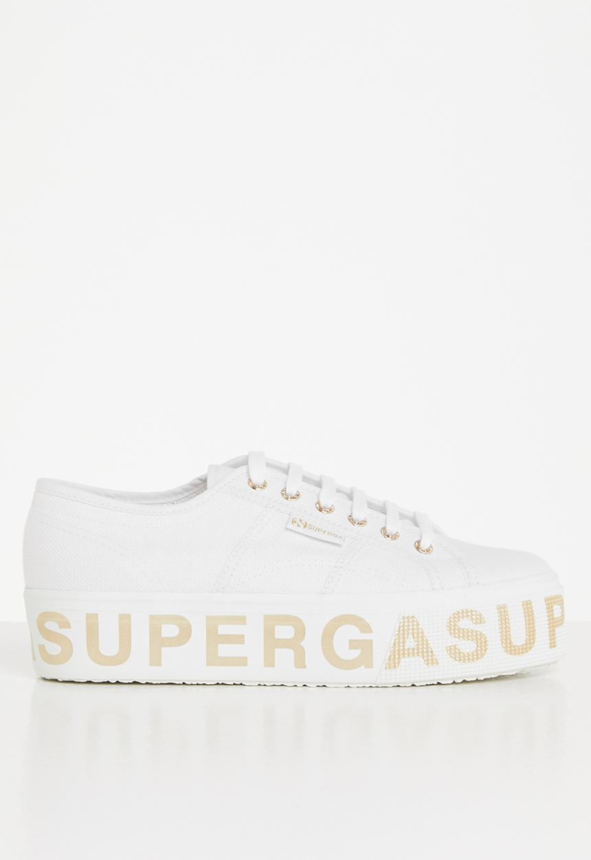 SUPERGA - 2790 cotlettering  bold lettering platfrom - white/platinum