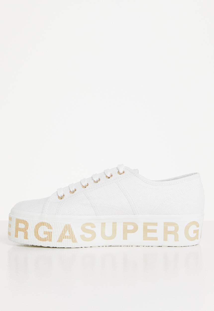 SUPERGA - 2790 cotlettering  bold lettering platfrom - white/platinum