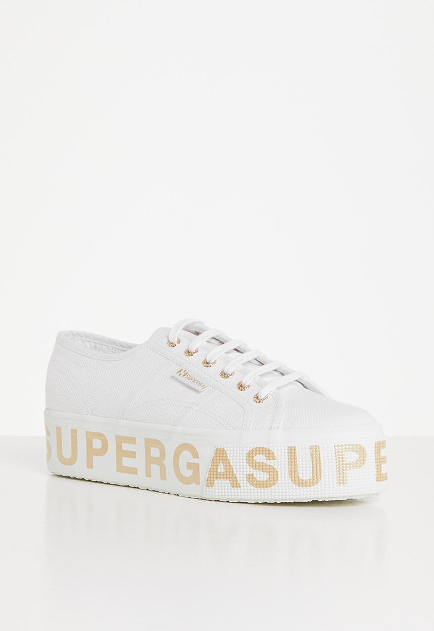 SUPERGA - 2790 cotlettering  bold lettering platfrom - white/platinum