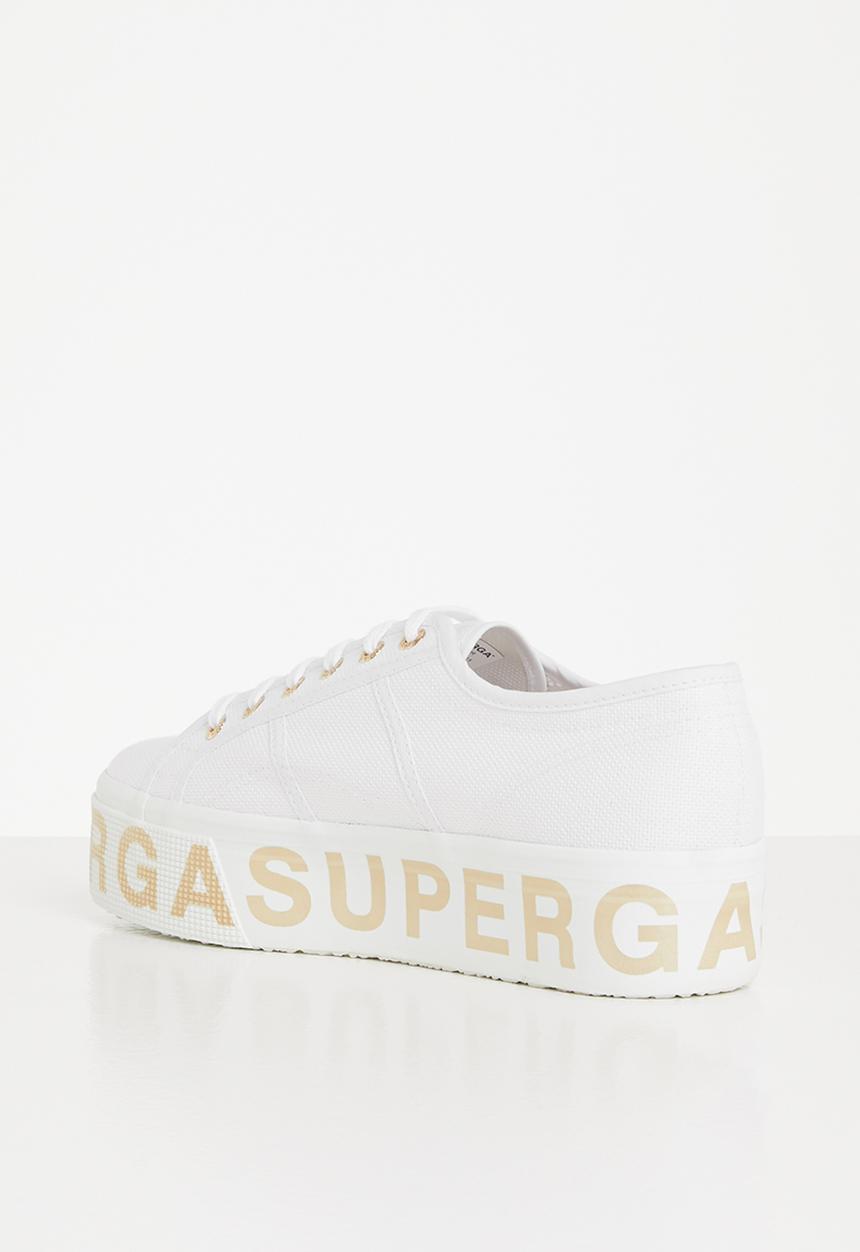 SUPERGA - 2790 cotlettering  bold lettering platfrom - white/platinum