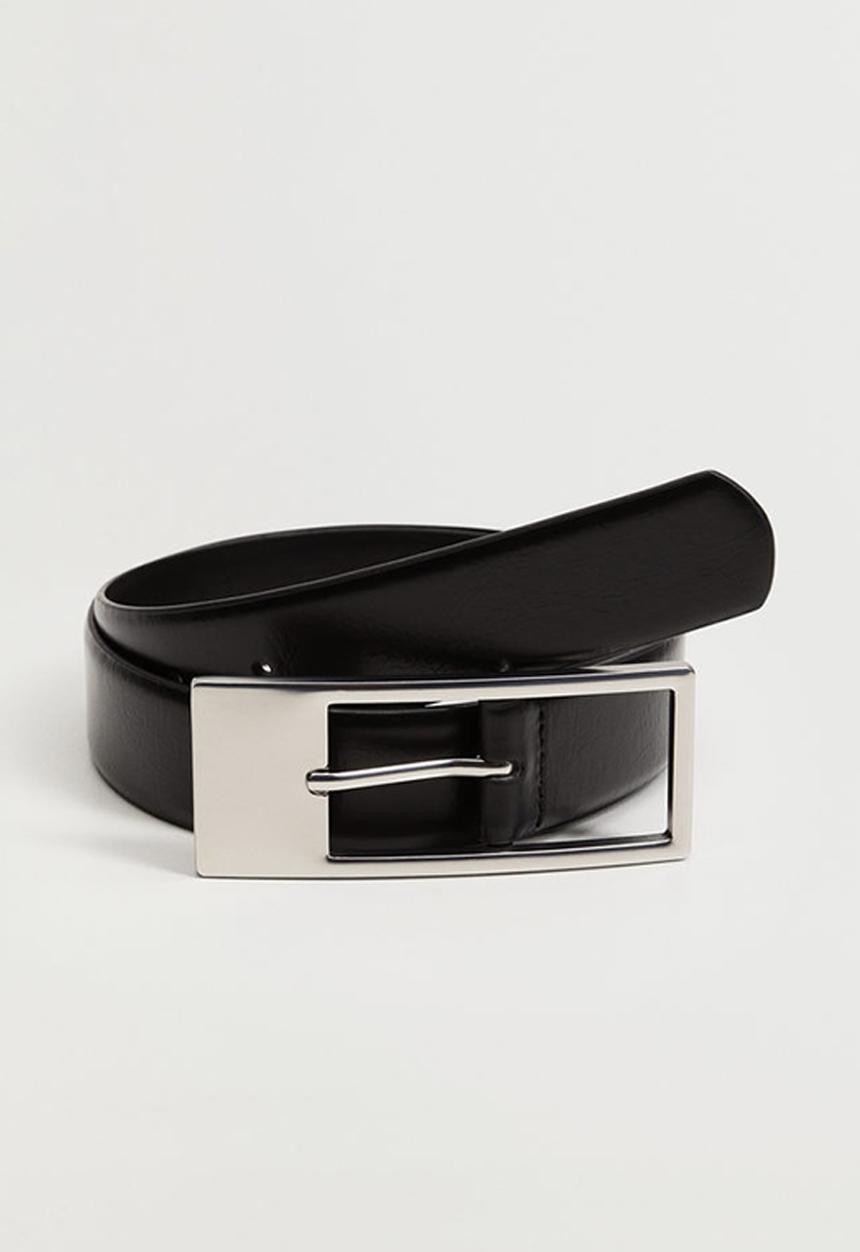 MANGO - Metal buckle belt - black
