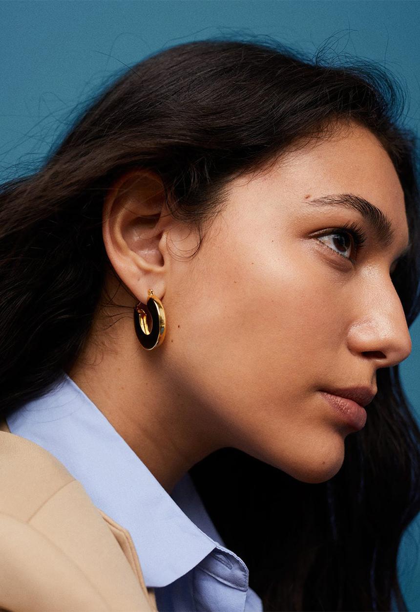 MANGO - Metallic hoop earrings / gold