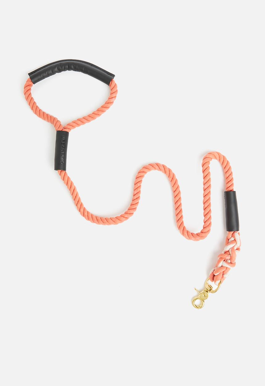 Urbanpaws - Rope and leather lead - coral