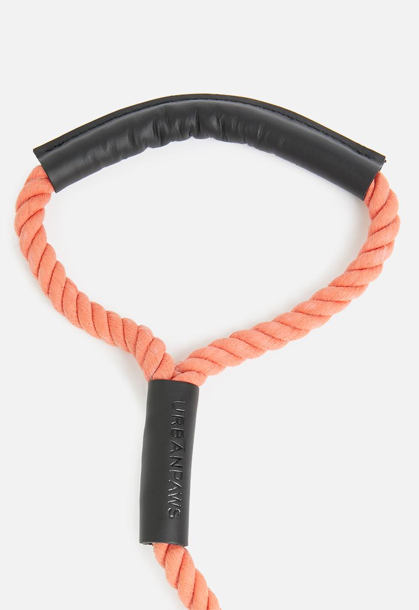 Urbanpaws - Rope and leather lead - coral