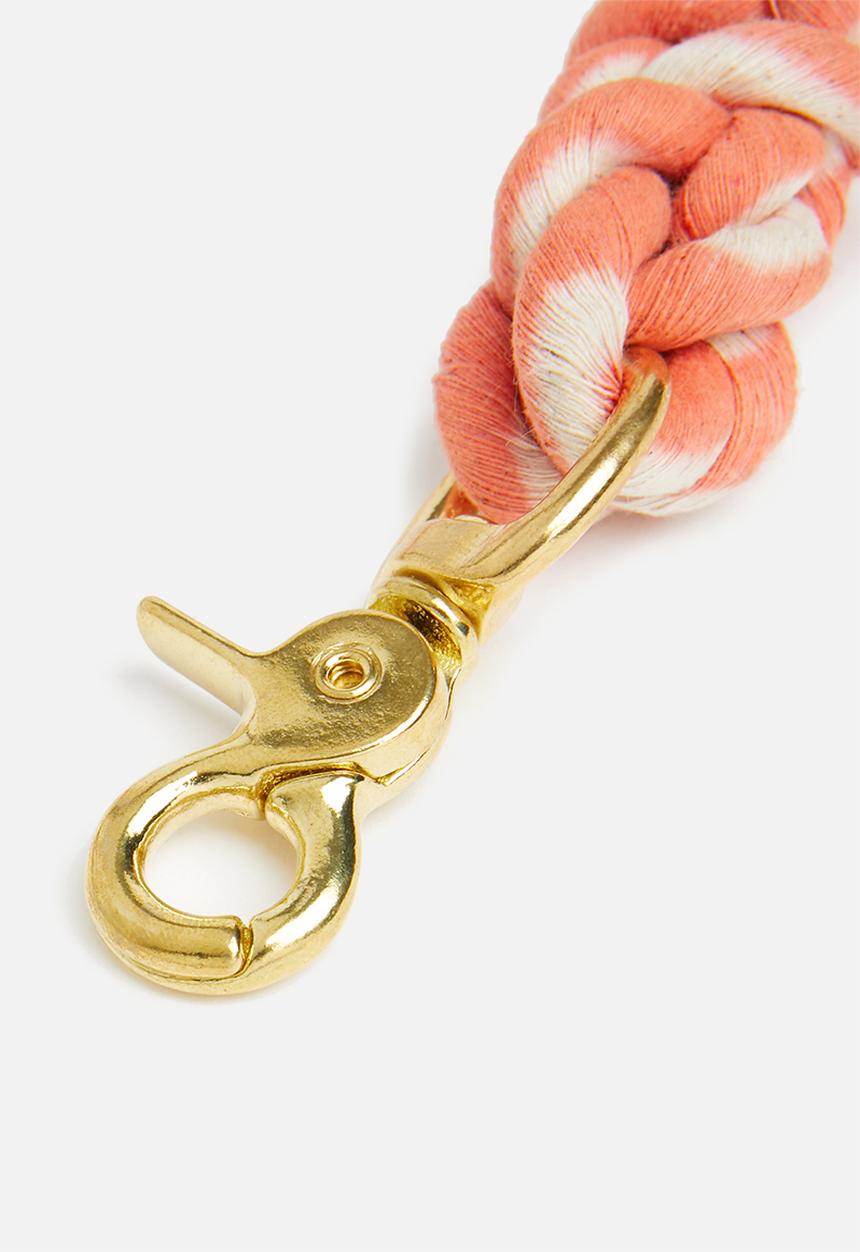 Urbanpaws - Rope and leather lead - coral