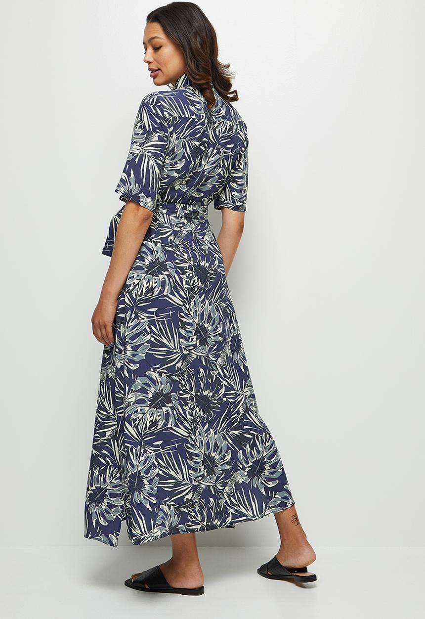 edit - Slit detail maxi shirt dress - navy 