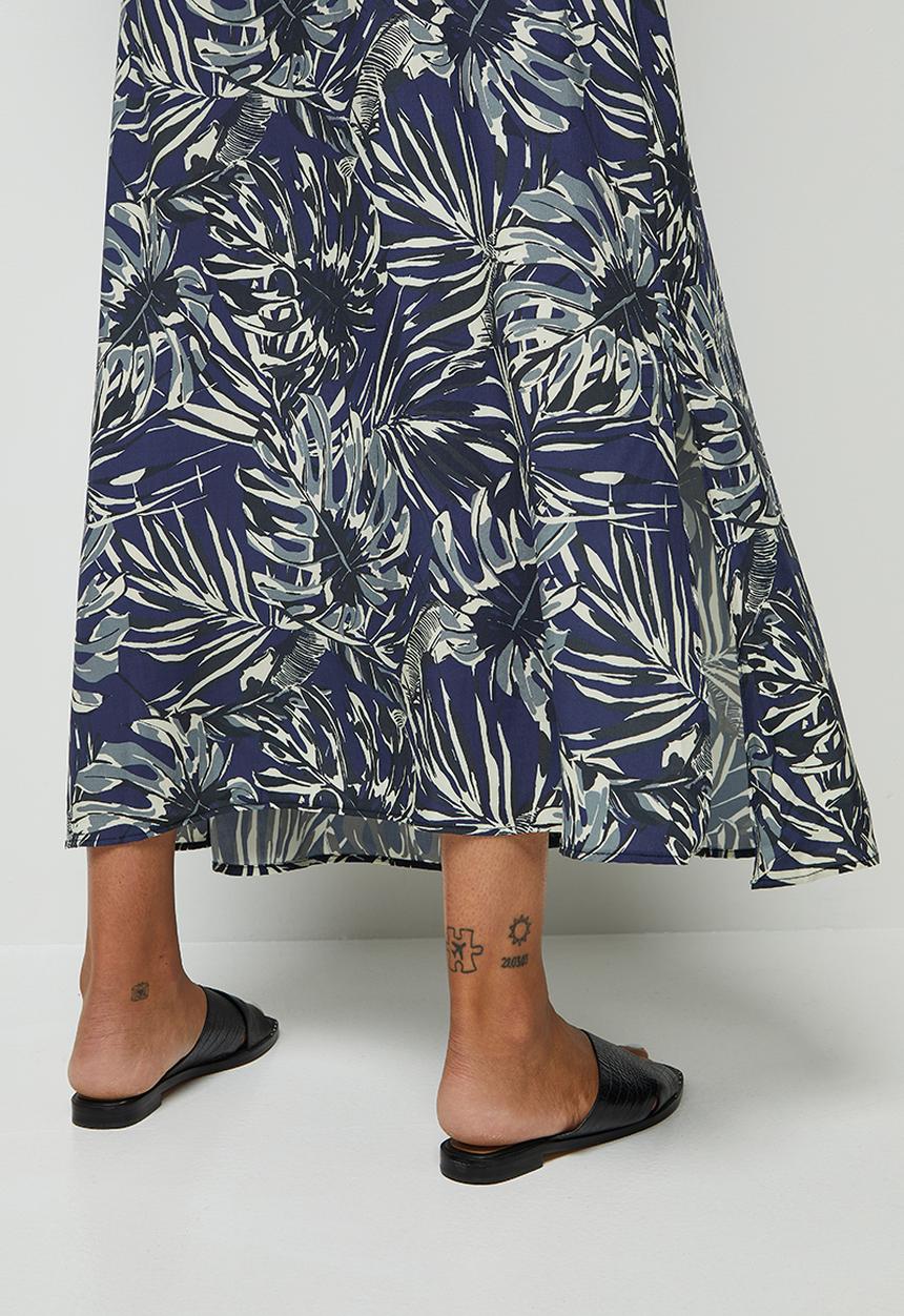 edit - Slit detail maxi shirt dress - navy 